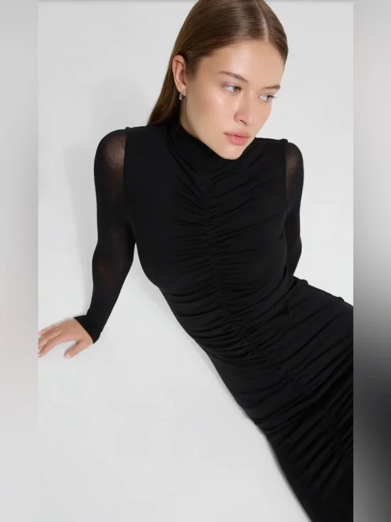 29. Marcella $168 (current) Athena Center Ruched Long Sleeve Dress - Picture 2 of 4